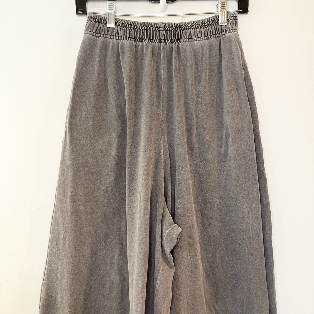 Free People Wide Leg Baggy Pull On Lounge Athleisure Pants Gray Stretch Size XS - Picture 3 of 6